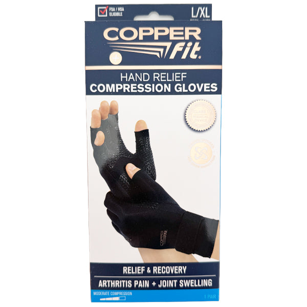 Copper Fit Unisex Hand Relief Compression Gloves 1 Pair Large/X-Large Copper Fit